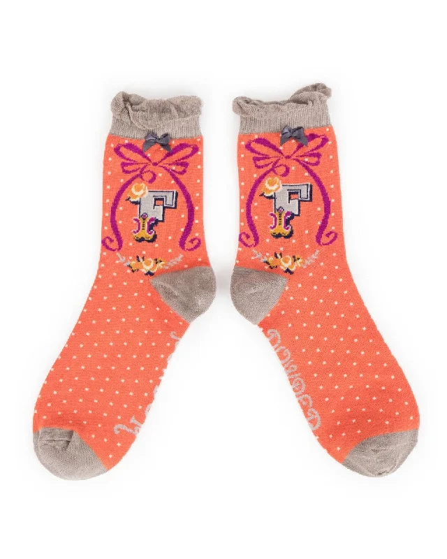 Powder Alphabet Ankle Sock - F 8007