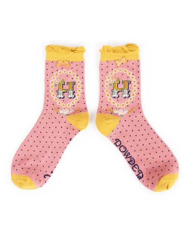 Powder Alphabet Ankle Sock - H 8009