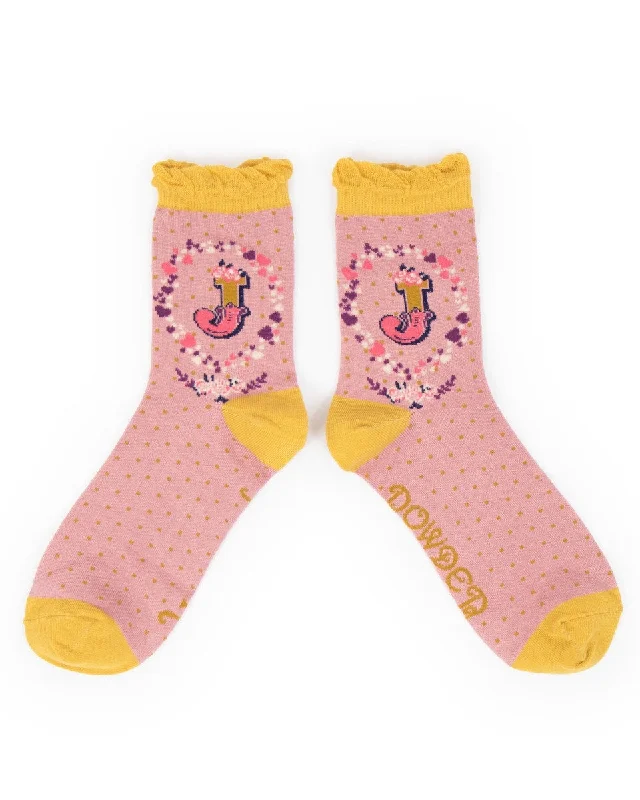 Powder Alphabet Ankle Sock - J 8011