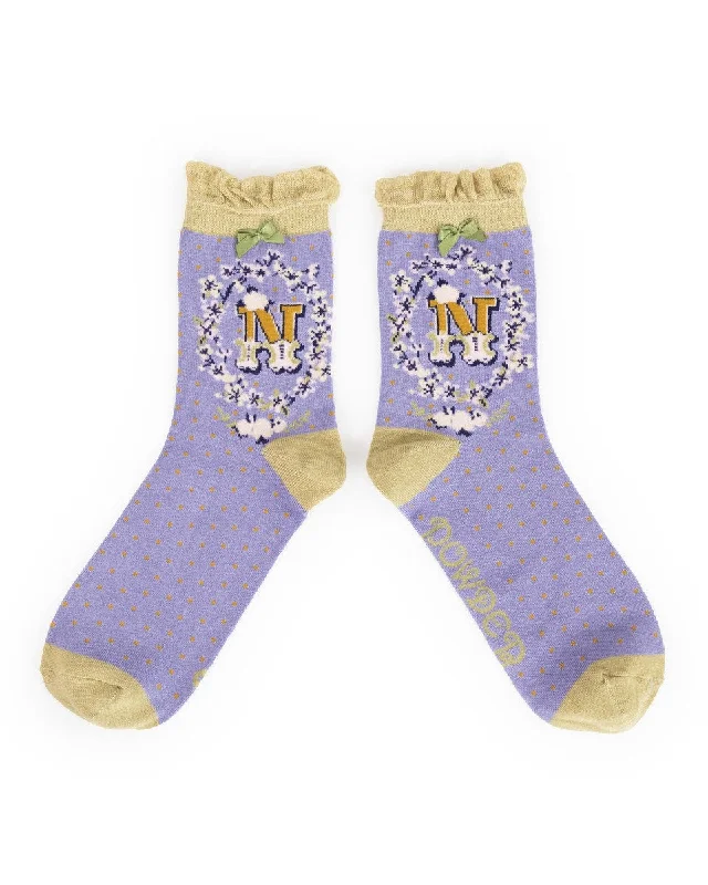 Powder Alphabet Ankle Sock - N 8015