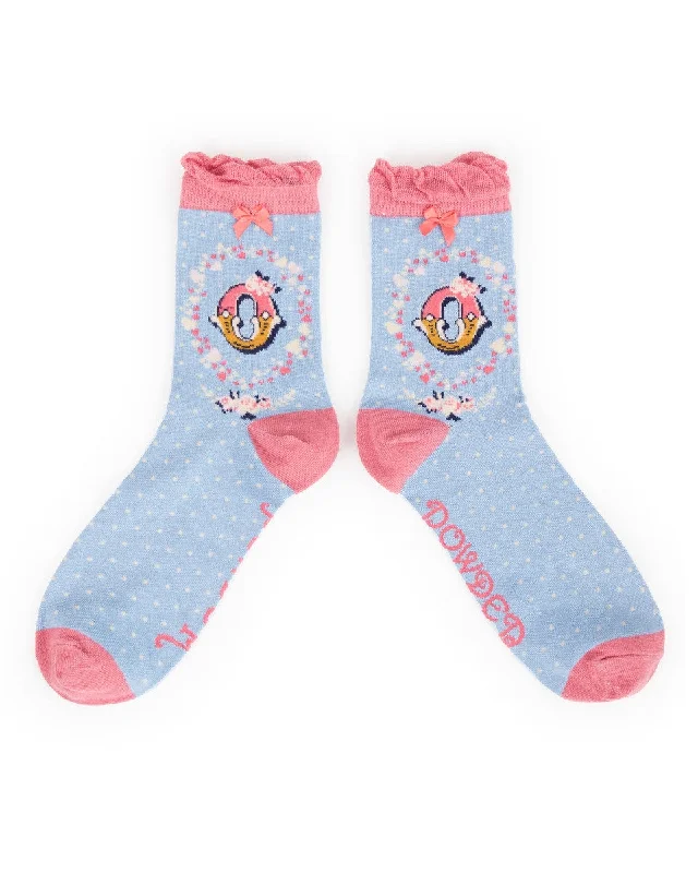 Powder Alphabet Ankle Sock - O 8016