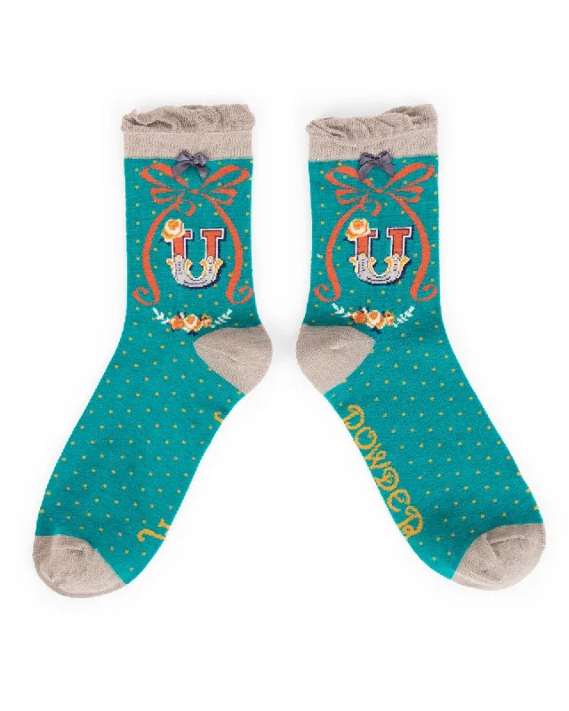 Powder Alphabet Ankle Sock - U 8022