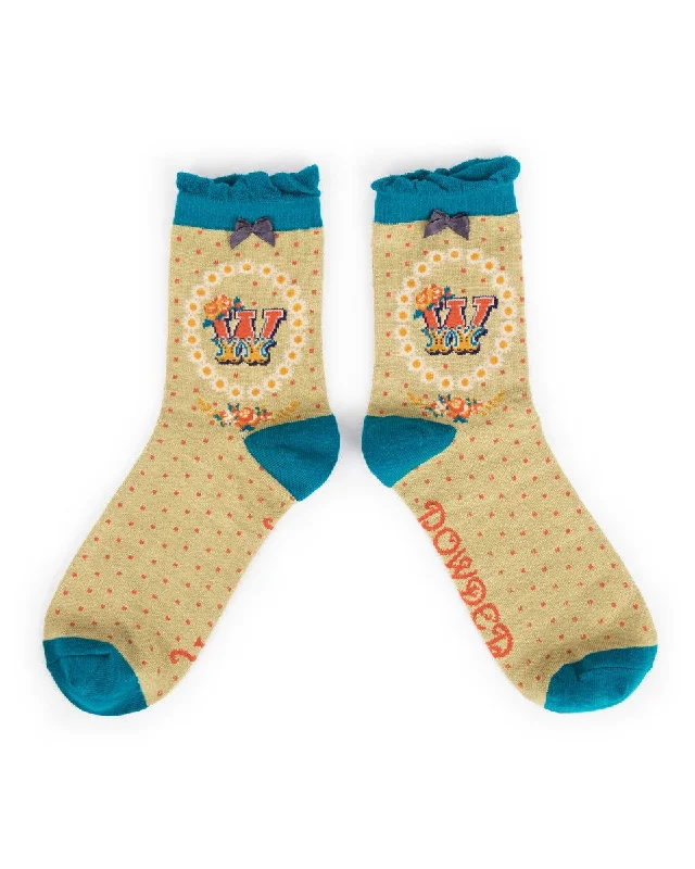 Powder Alphabet Ankle Sock - W 8024