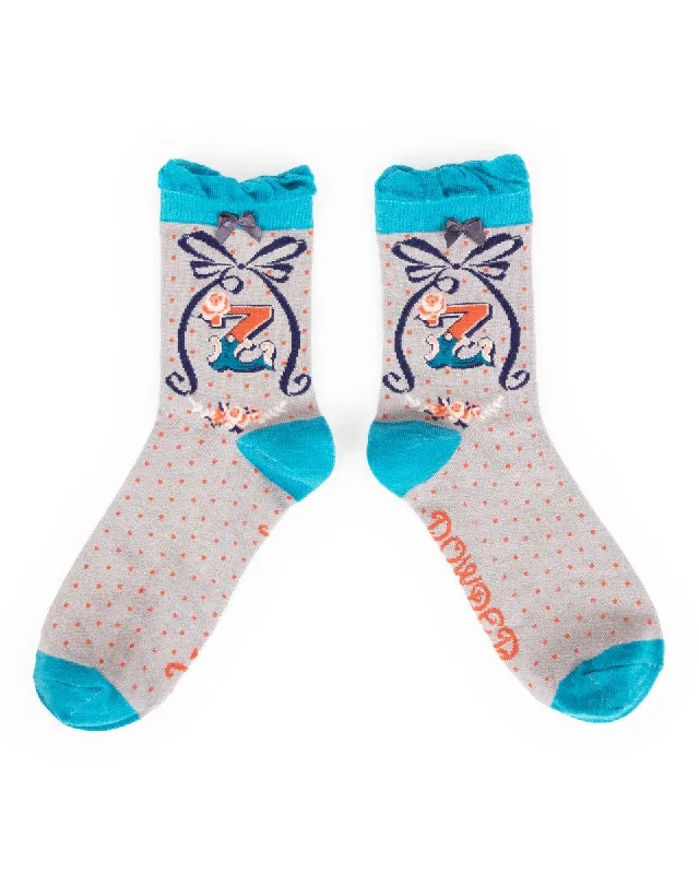 Powder Alphabet Ankle Sock - Z 8027