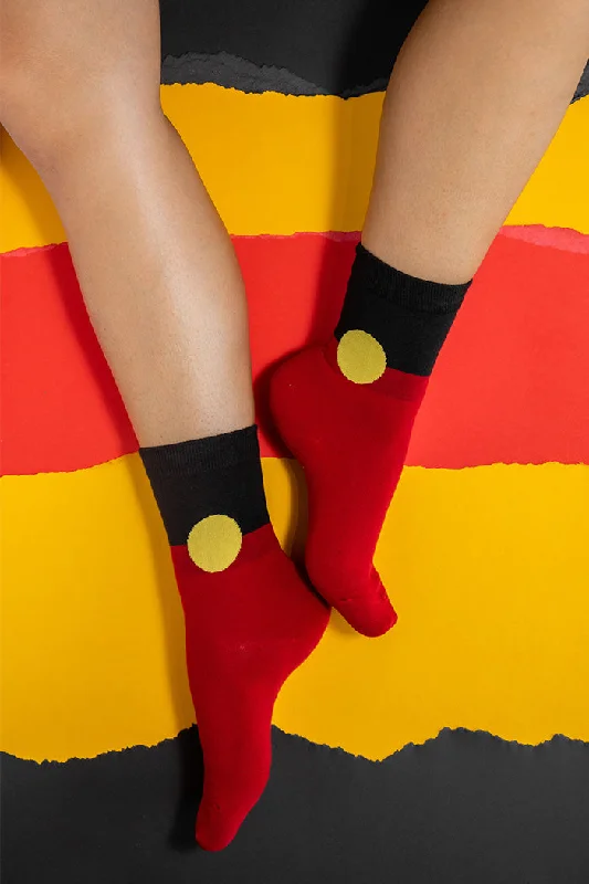 "Raise The Flag" Aboriginal Flag (Full Print) Red & Black Crew Socks