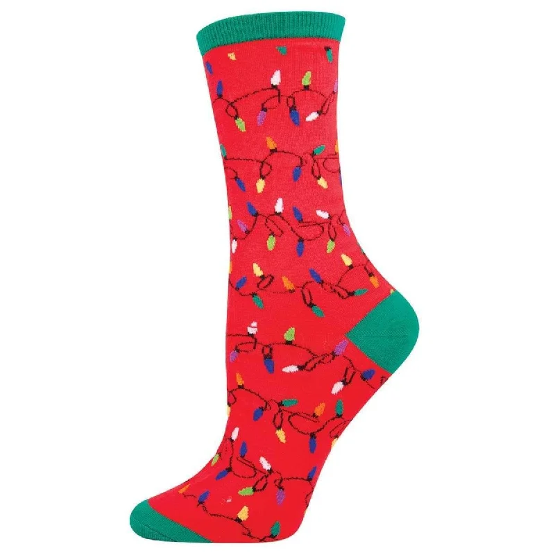 Red Christmas Lights Women's Crew Socks