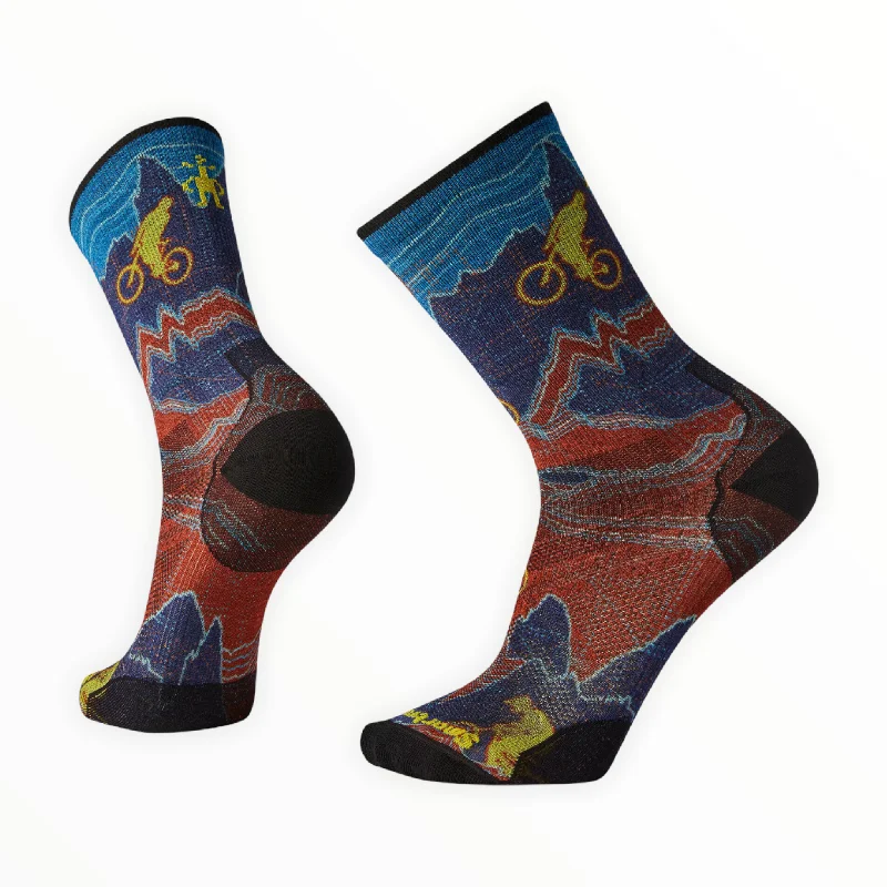 Men's Cycle Zero Cushion Divide Trail Print Crew Socks