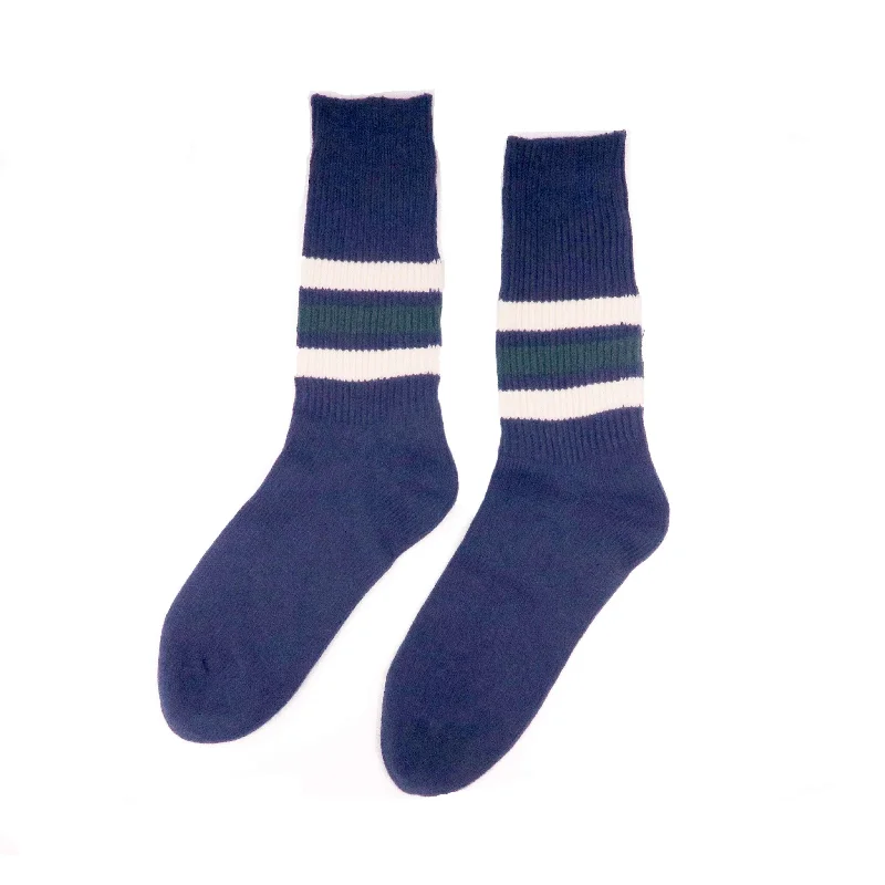 Sporty Striped Knitted Sock - Navy