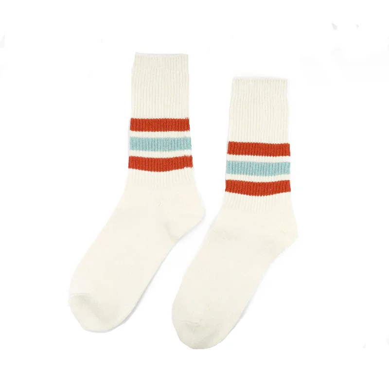 Sporty Striped Knitted Socks - Red and Blue