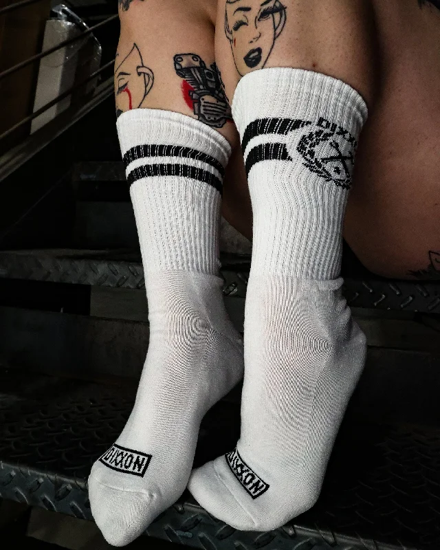 Stay Humble Premium Crew Socks - White & Black