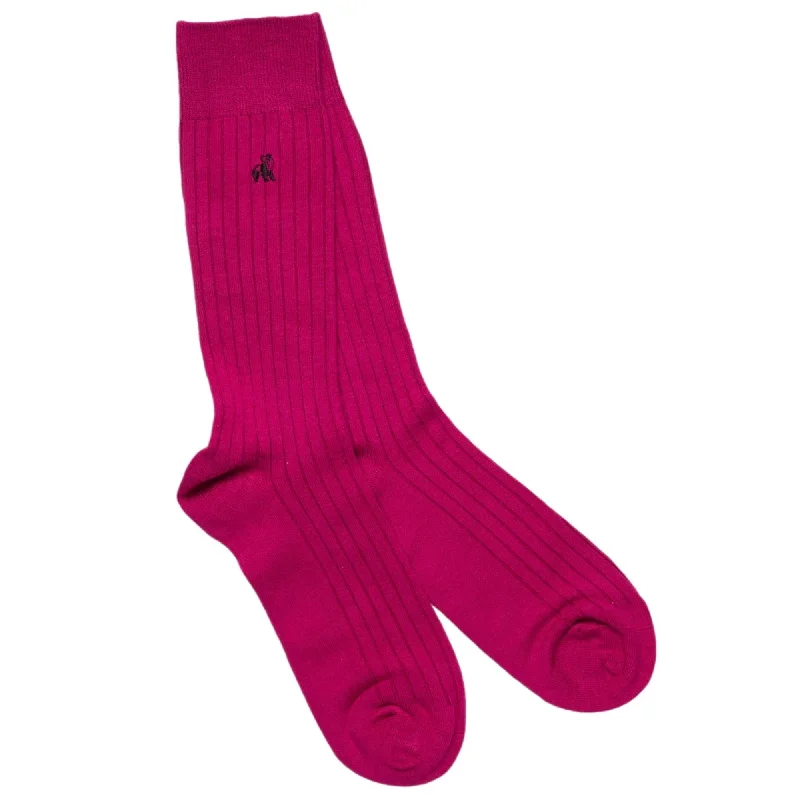 Swole Panda Womens Cerise Ribbed Bamboo Socks