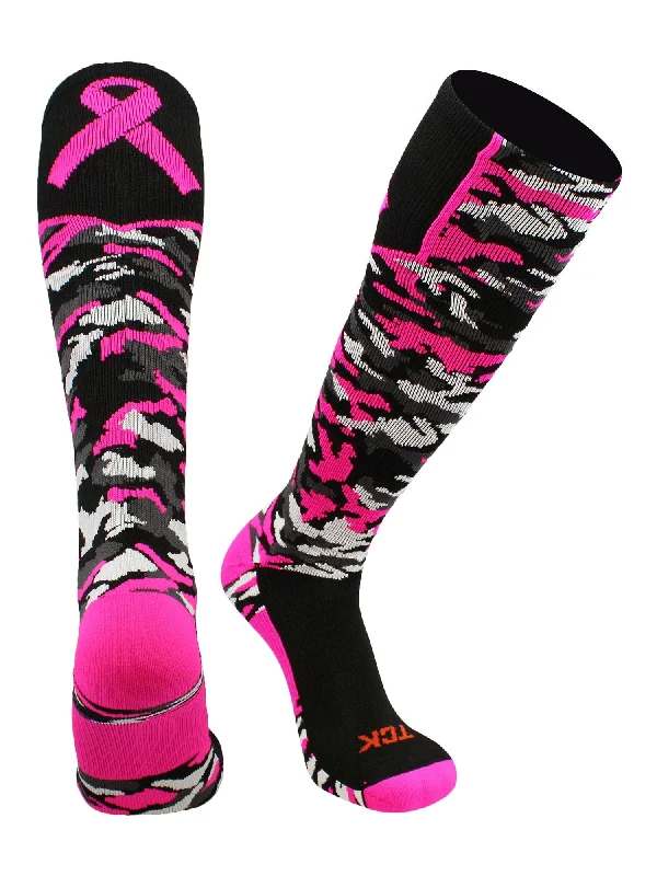 Breast Cancer Awarness Camo Over The Calf Socks