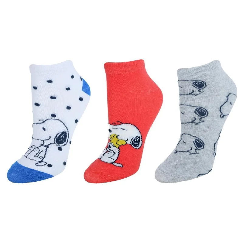 Textiel Trade Women's Snoopy Fun and Cute Ankle Socks (3-Pack)