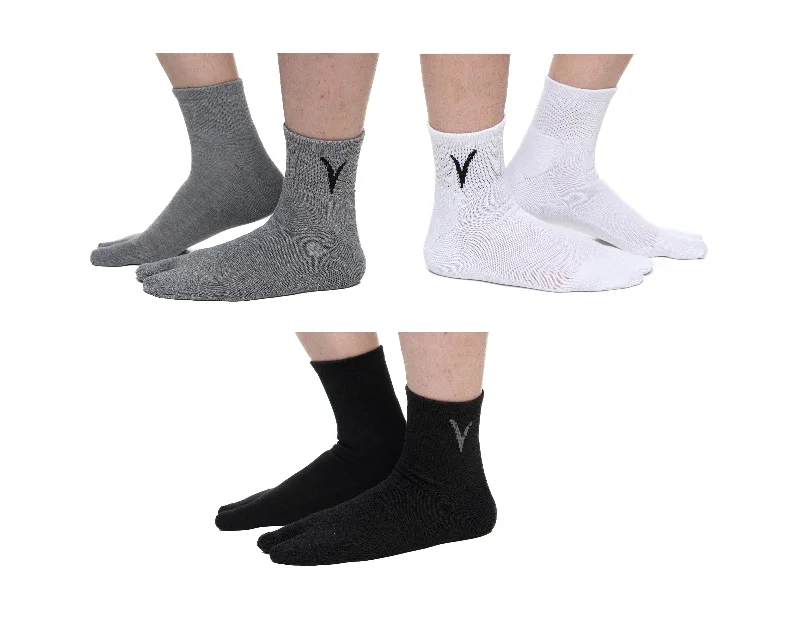 V-Toe Socks, Inc Unisex Thicker Mini Crew Solid Socks (3 Pairs)