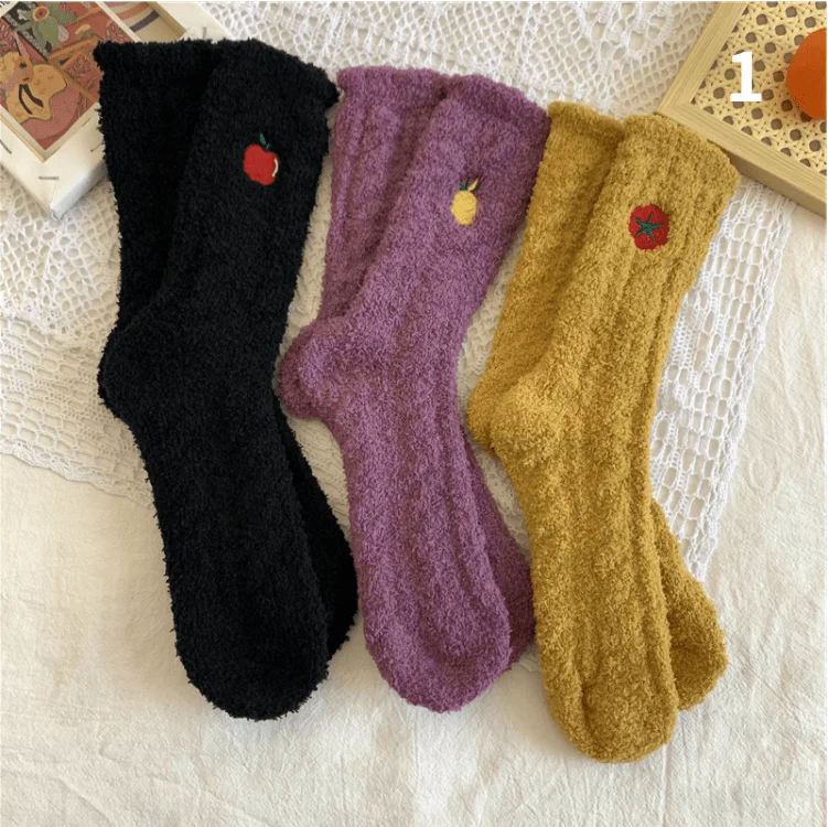 Women's Kawaii Fruit Embroidered Winter Socks