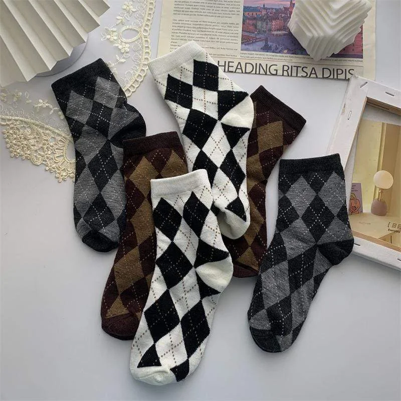 Women's Korean Style Diamond Plaid Stockings