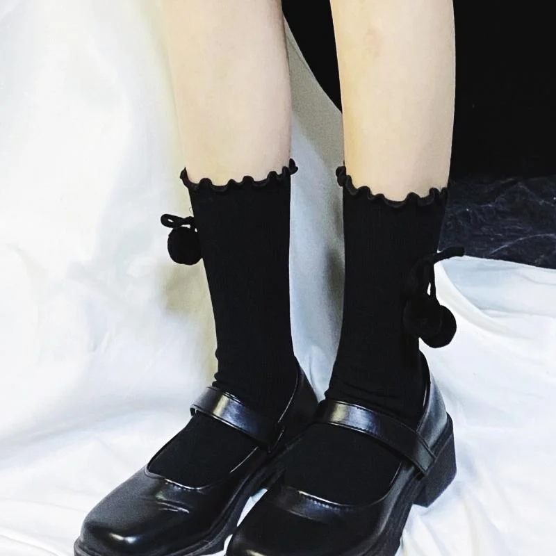 Women's Lolita Fur Ball Socks