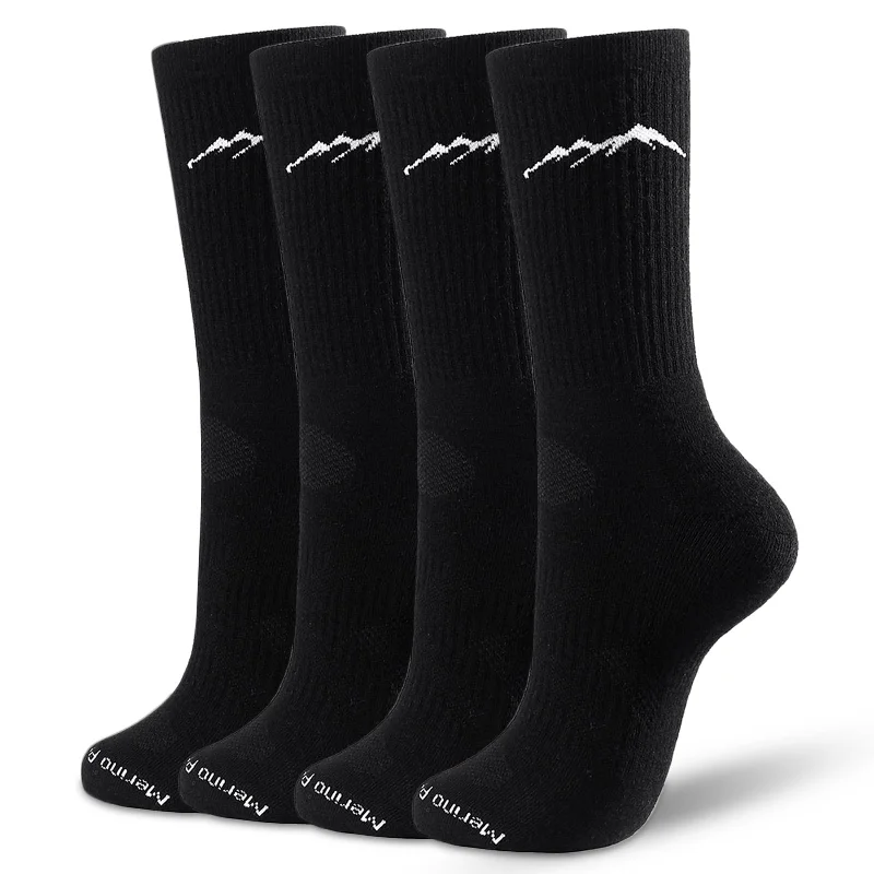 Women's Merino Hike Crew Socks Black - 4 Pairs