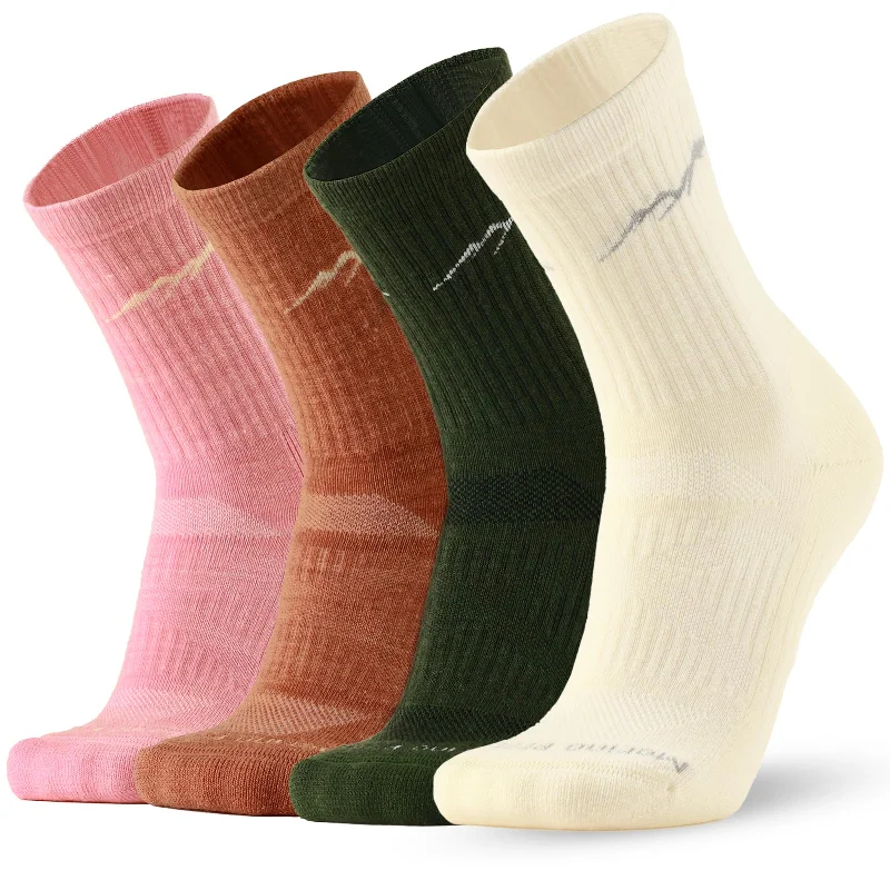 Women's Merino Hike Crew Socks Pink/Orange/beige/Lime - 4 Pairs