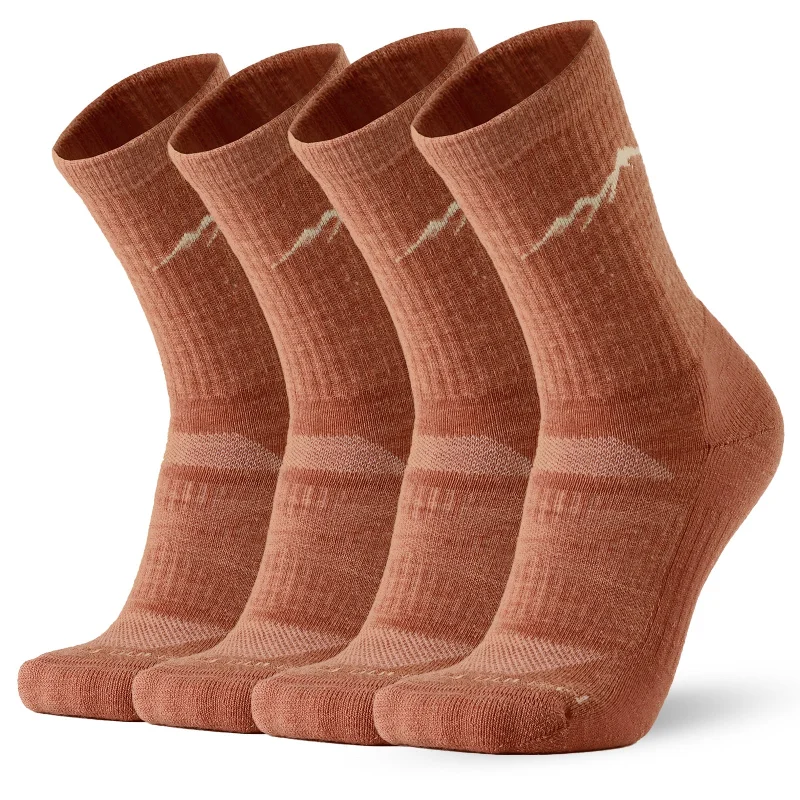 Women's Merino Hike Crew Socks Orange - 4 Pairs